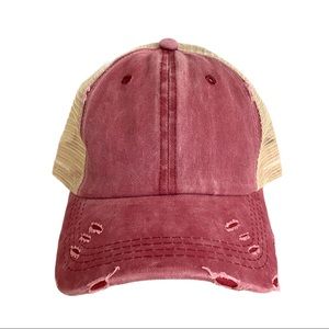 Women’s Ponytail Distressed Vintage Trucker Hat